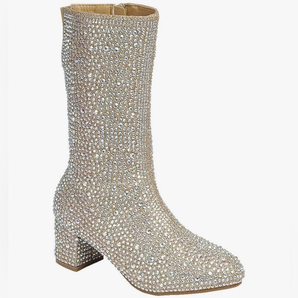 Rhinestone-Embellished Girls Boots